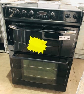 Black 60CM Wide Electric cooker with double oven and dual grill 
