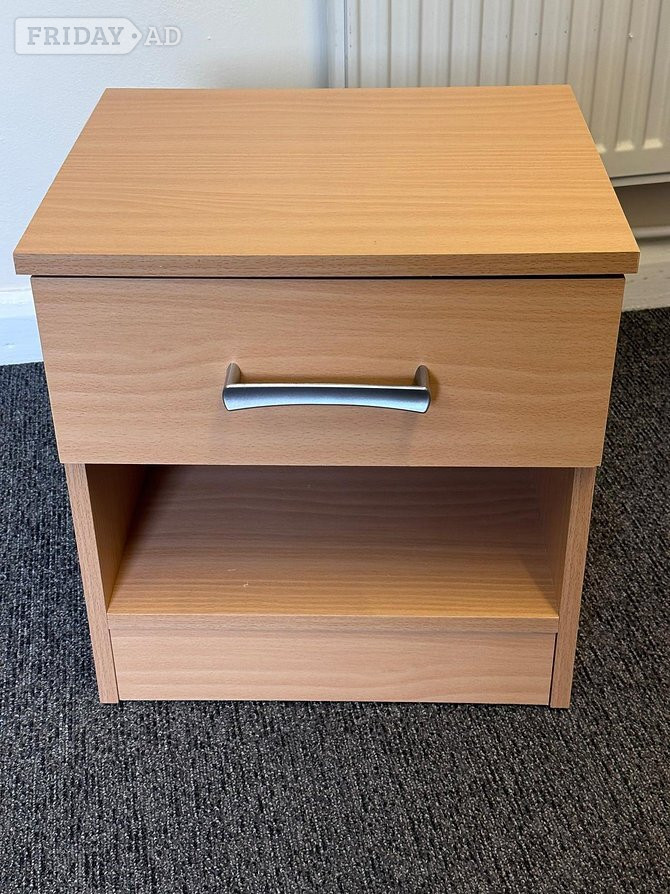 POLAR 2 DOOR WARDROBE CHEST AND BEDSIDE - BEECH EFFECT - Furniture in Rotherham