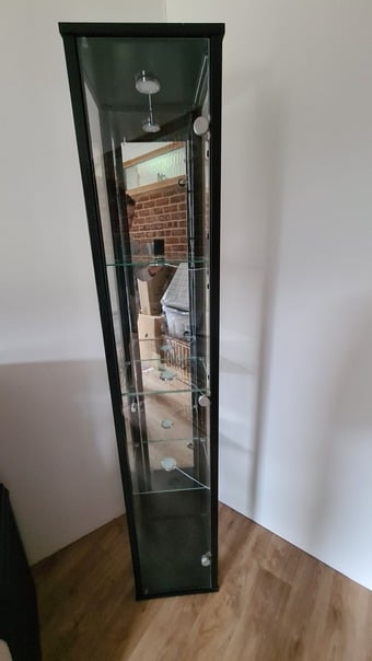 Glass display cabinet painted black 
