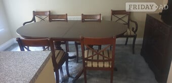 Regency dining table and 6 chairs