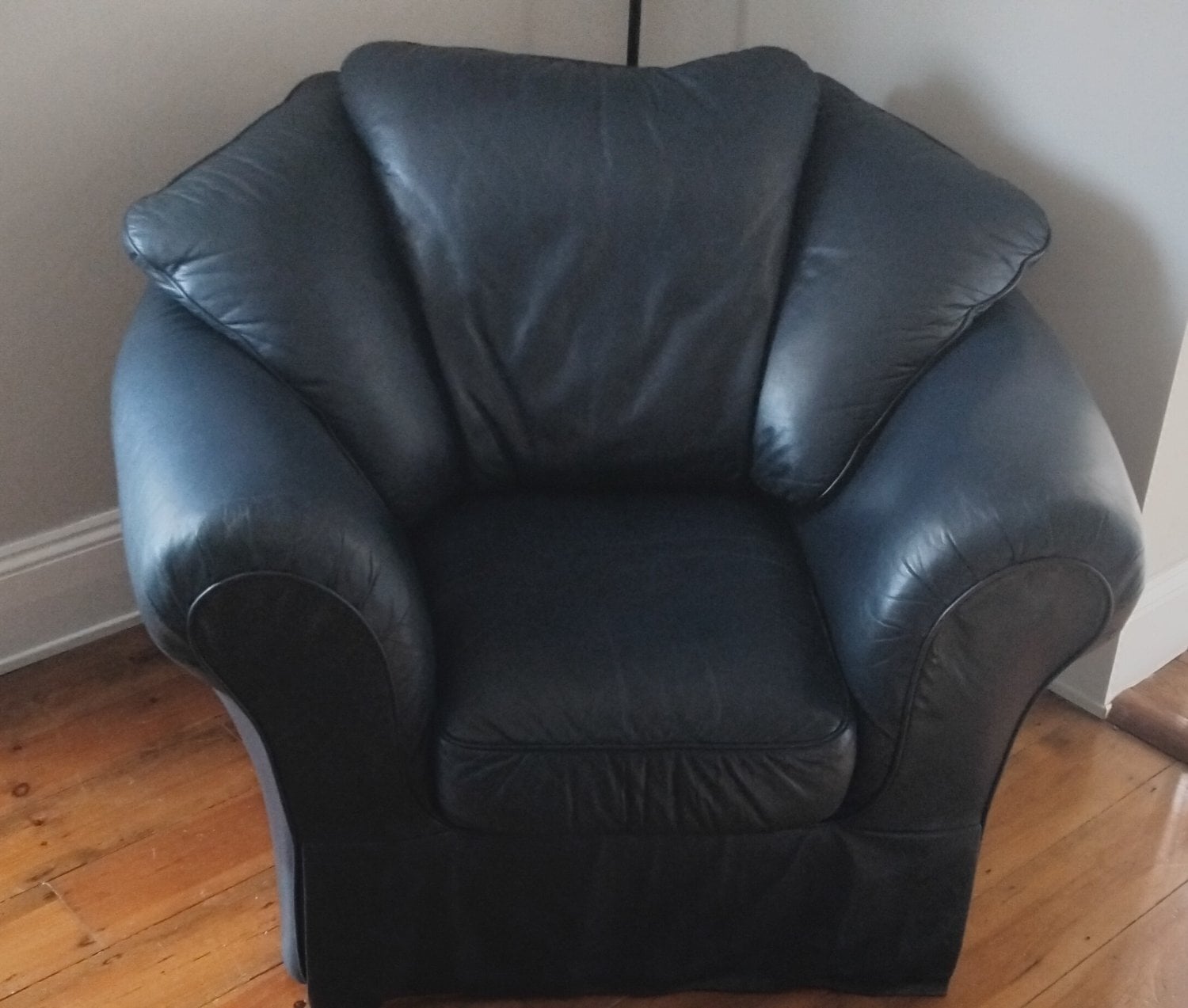 Dark Blue Leather Armchair, Excellent Condition