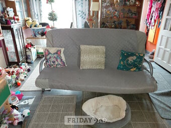Metal Futon  sofa Bed with  mattress good condition, can be taken apart for  collection        