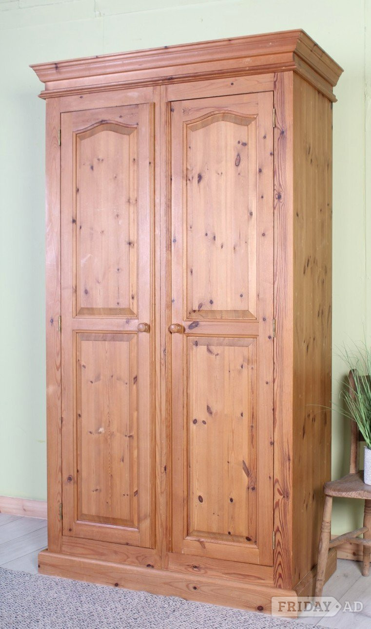 Hailsham Delivery Options - Pine Farmhouse Wardrobe 2 Hanging Rails