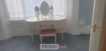 Dressing table mirror and stool