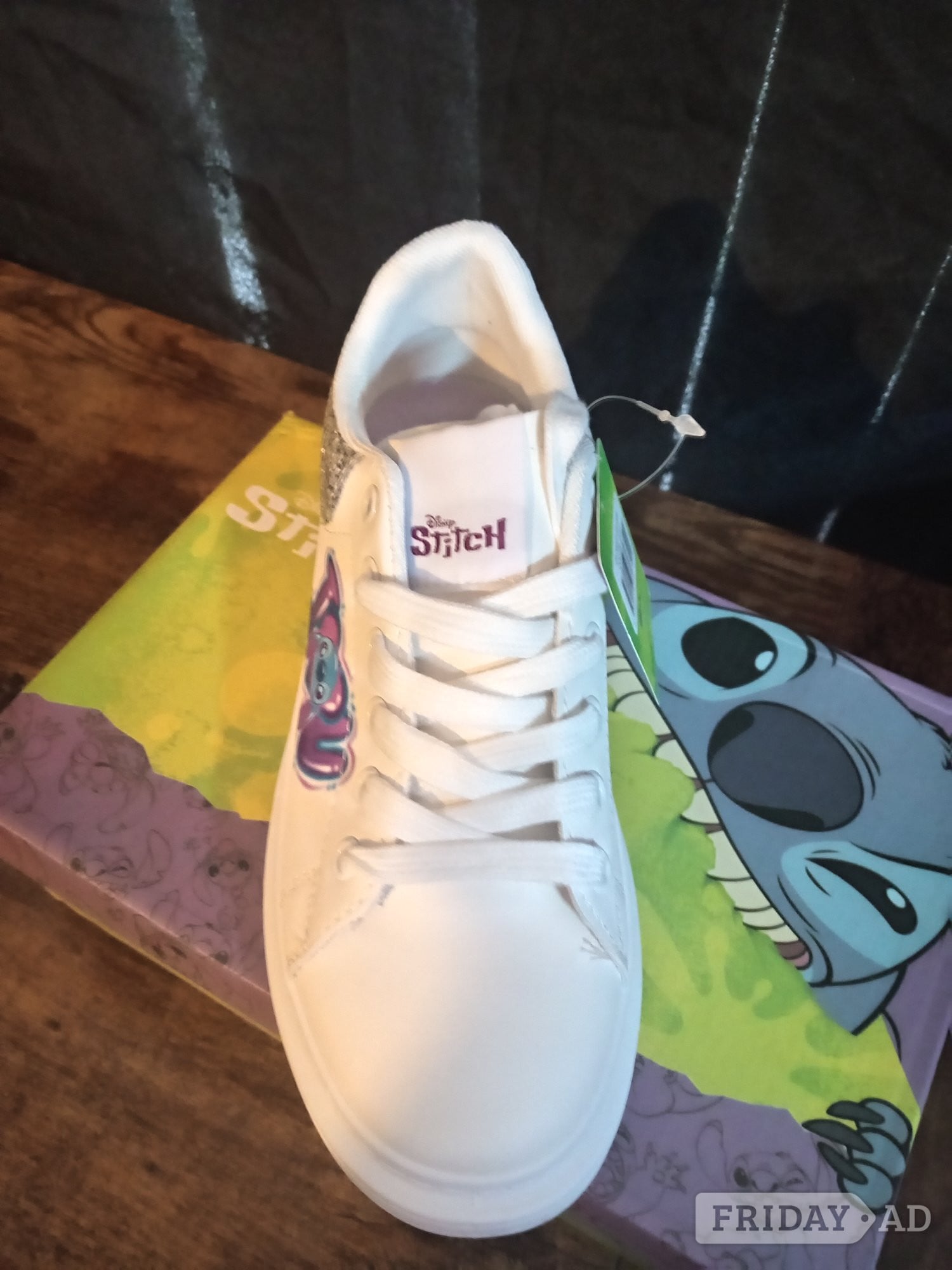 New Disney Stitch Trainers - White with Glitter Detail in Leicester