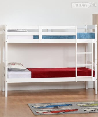 PANAMA WHITE WOODEN BUNK BEDS WITH BUDGET MATTRESSES