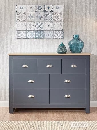 Lancaster 3 + 4 Drawer Merchants Chest Drawer Chest - BLUE