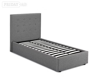 SINGLE LUCCA BED FRAME END LIFT OTTOMEN GREY 