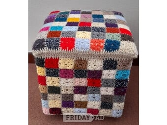 Footstool / Ottoman / Storage Box / Seat, Newly Hand Covered