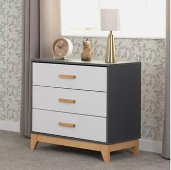 Cleveland 3 Drawer Chest - White/Grey Metal Effect