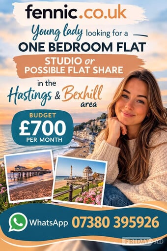 Wanted Studio flat, room in shared house, one bed flat, Hastings or Bexhill area