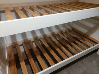 Bunk Beds. Wooden. Painted Cream.