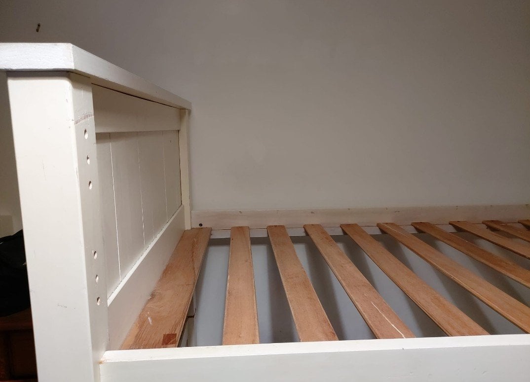 Bunk Beds. Wooden. Painted Cream.