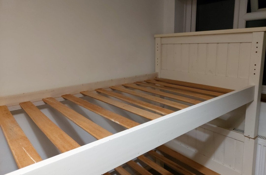 Hassocks Bunk Beds. Wooden. Painted Cream.