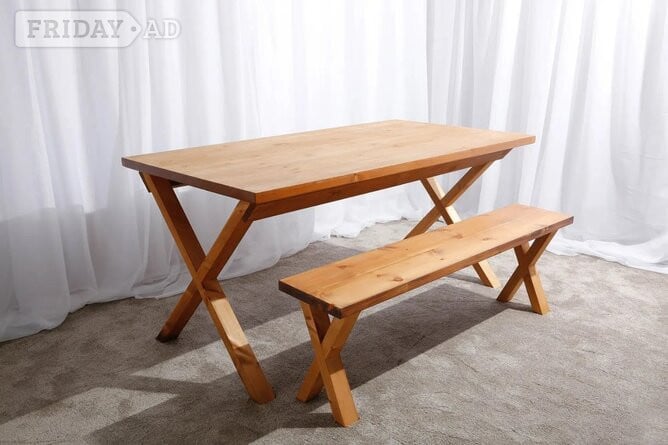 The Rustic Harrogate Table (8 seater 180 x 90cms) and 1 Bench Dining Set