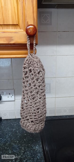 hand crocheted carrier bag holder new see discription