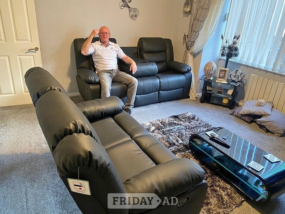 🔥 Black Recliner 3+2 Sofa | Walsall | Same Day Delivery in Walsall