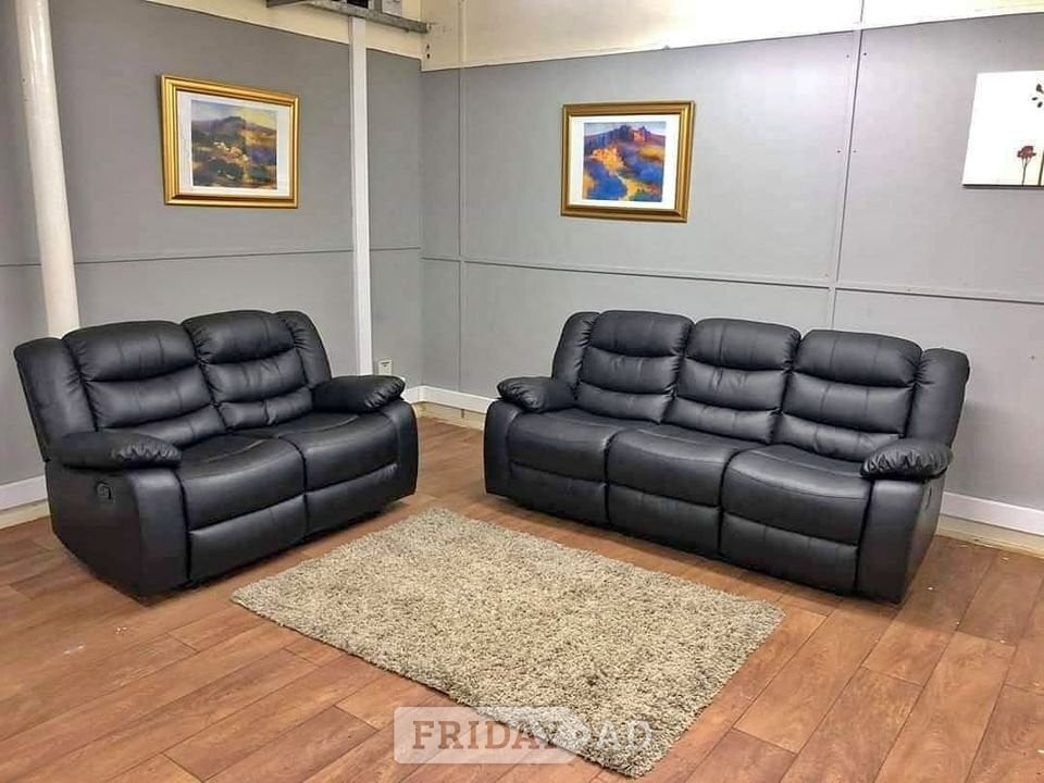 Walsall 🔥 Black Recliner 3+2 Sofa | Walsall | Same Day Delivery