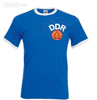 Mens replica of retro East Germany football T-shirt NEW 