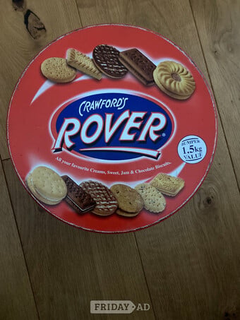 Empty Vintage Crawford's Rover Biscuit Tin - 1.5 kg.