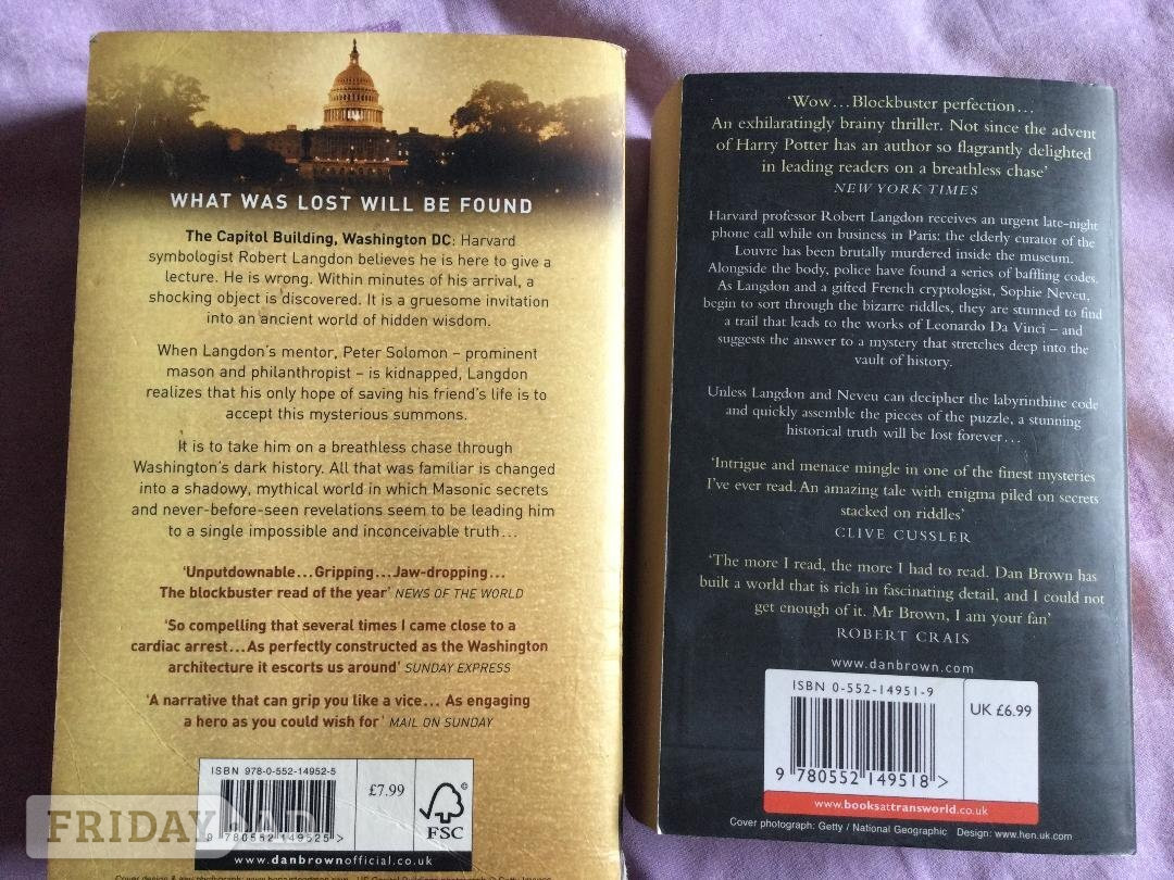 2 DAN BROWN books for only 50p (ignore the £1)