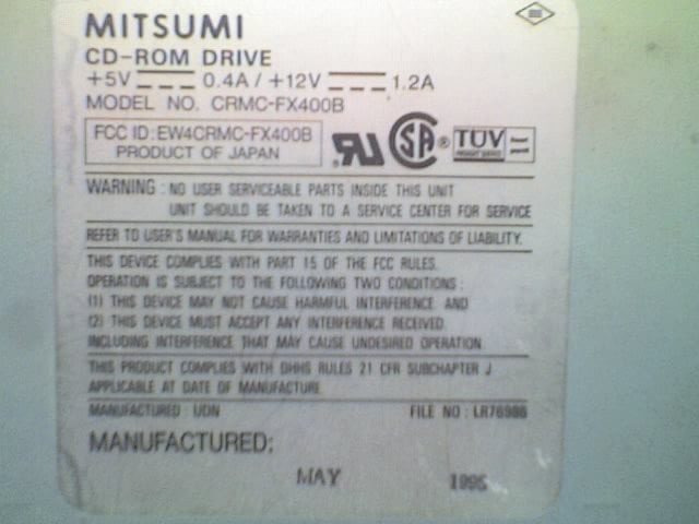 MITSUMI Model CRMC-FX400B , 4x CD-ROM IDE Internal 5 1/4in Disk D