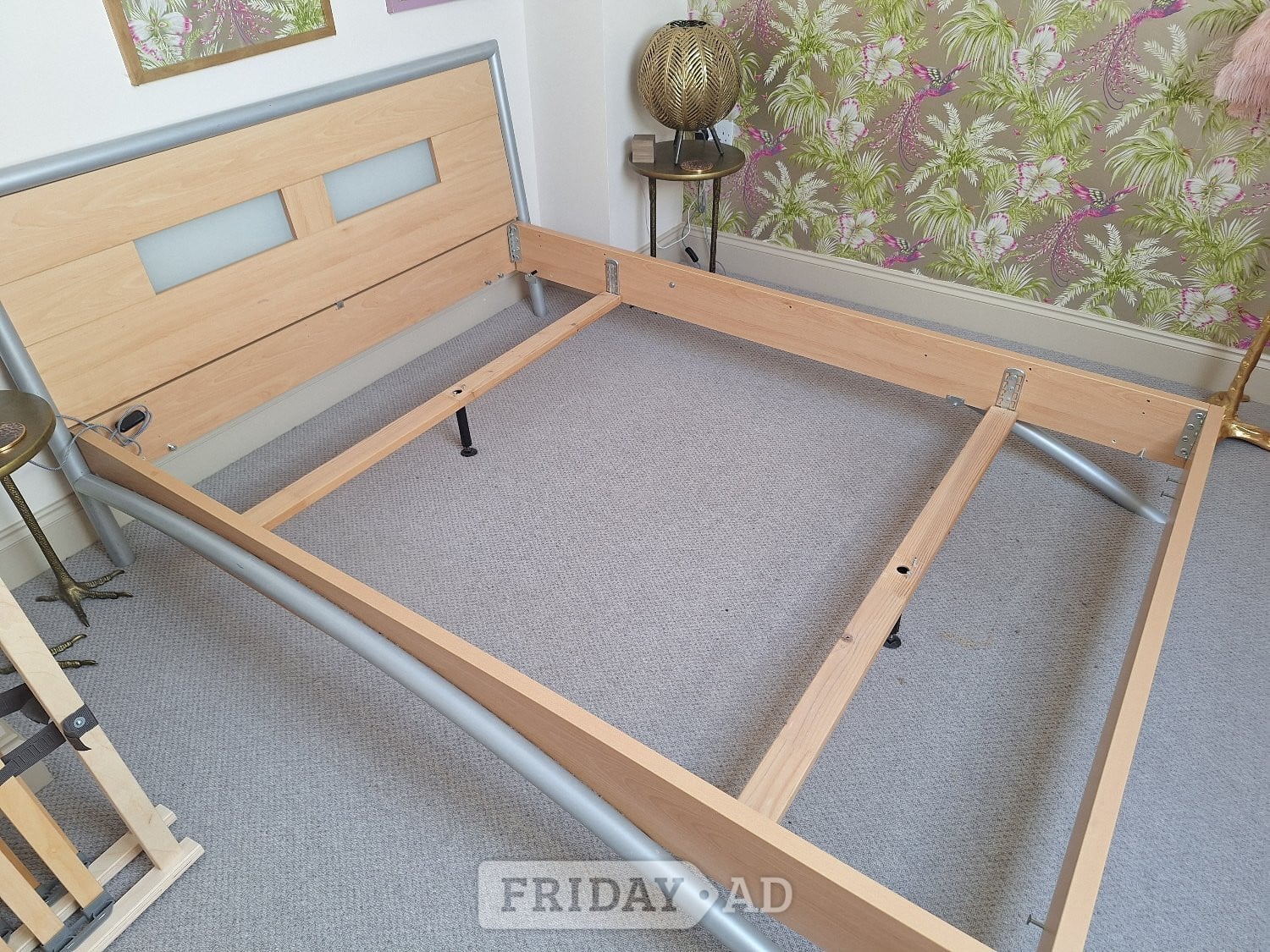 Standard double wood and metal bed with Emma mattress - Furniture in Tidworth