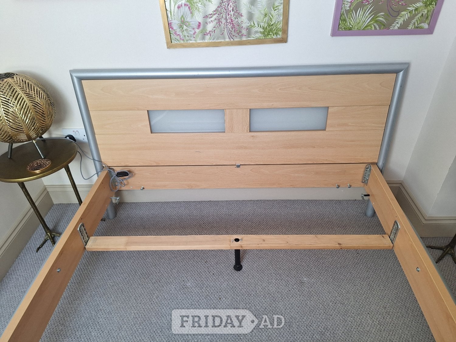 Standard double wood and metal bed with Emma mattress - Furniture