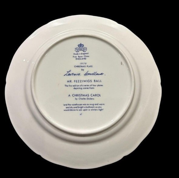 1979 Aynsley Christmas Plate: Mr. Fezziwig's Ball, Dickens Carol