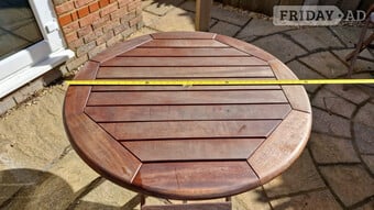 Alexander Rose 90 cm round wooden garden table and 2 chairs