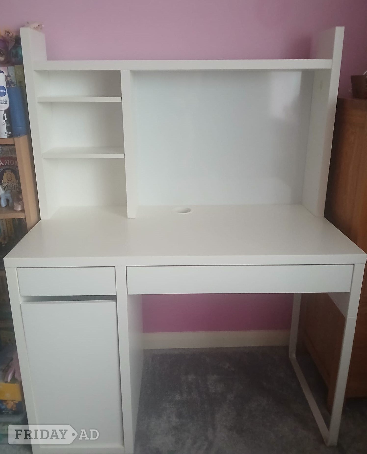 IKEA MICKE Desk White & Add On Shelf Unit H 140 x W 105 x L 50cm in Lewes