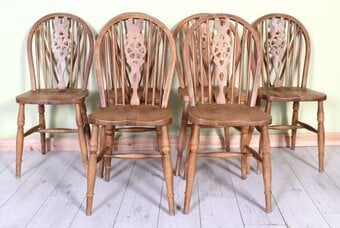 UK Delivery - 6 Vintage Wheel Back Kitchen Chairs
