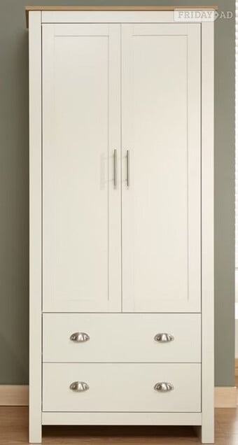 LANCASTER 2 DOOR 2 DRAWER WARDROBE - CREAM