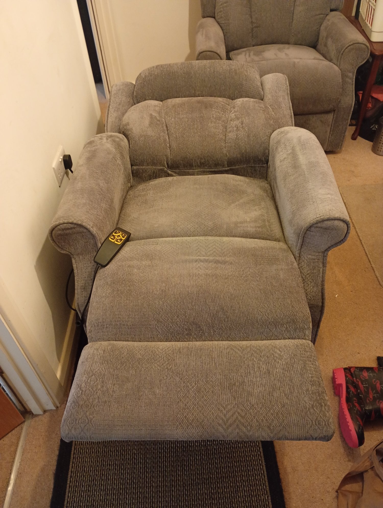 Battle His and Hers electric dual motor rise and reclining chairs 