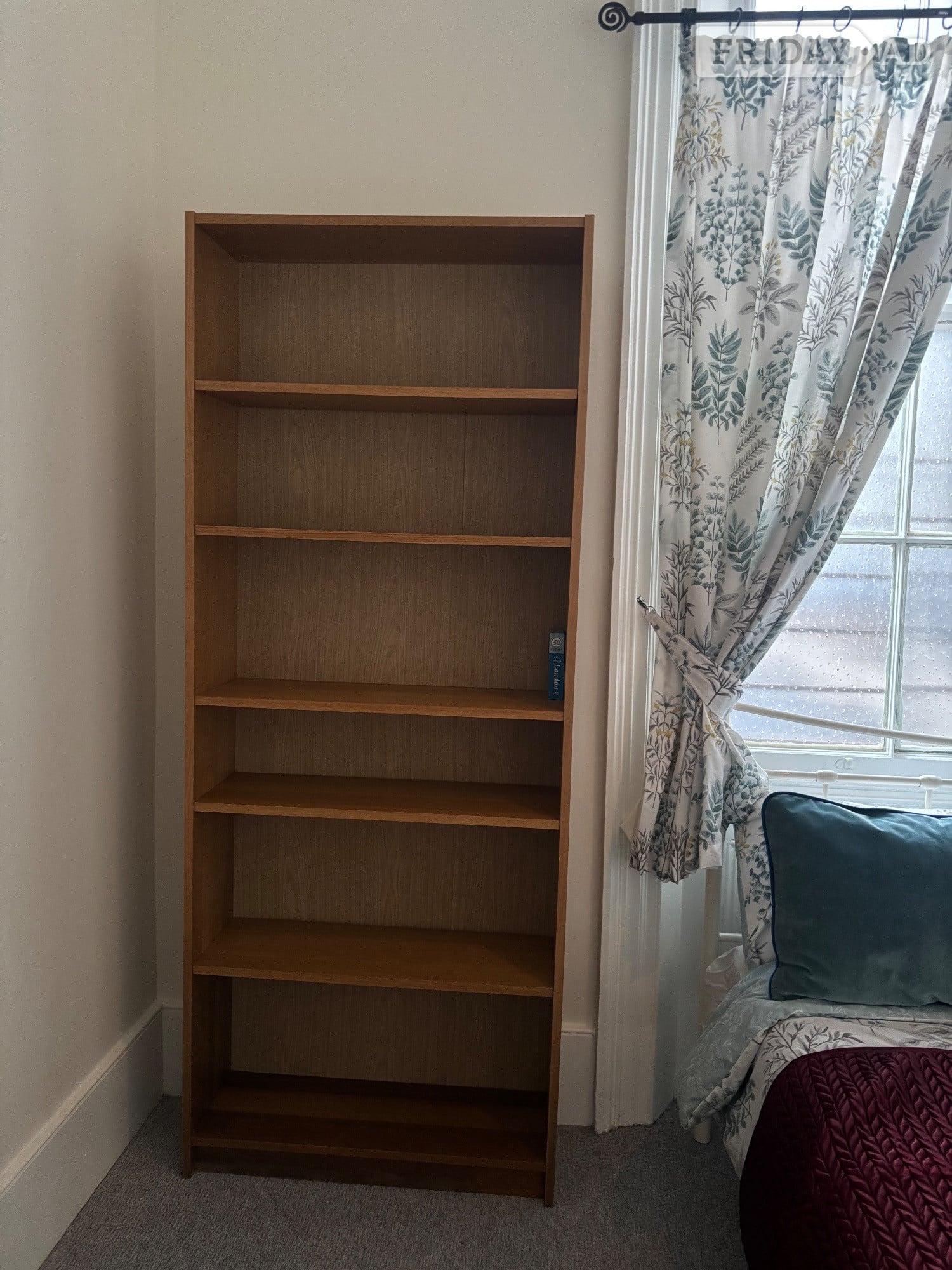 Tall Wooden Bookcase with 6 Adjustable Shelves – Good Condition in Hastings