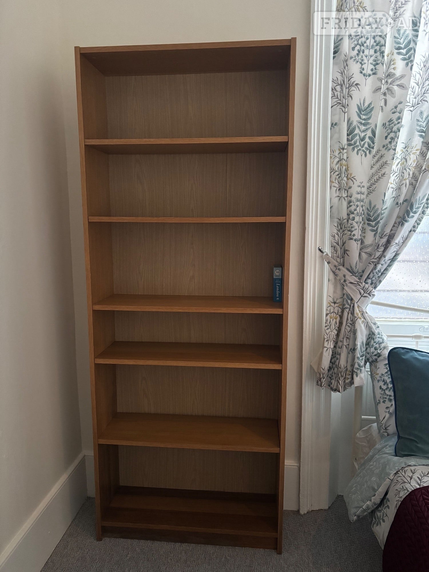 Tall Wooden Bookcase with 6 Adjustable Shelves – Good Condition