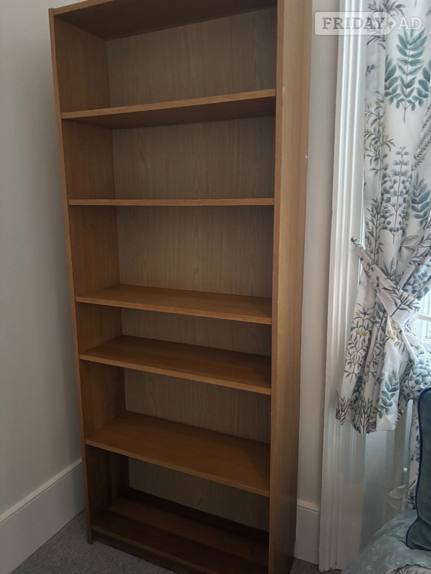 Hastings Tall Wooden Bookcase with 6 Adjustable Shelves – Good Condition