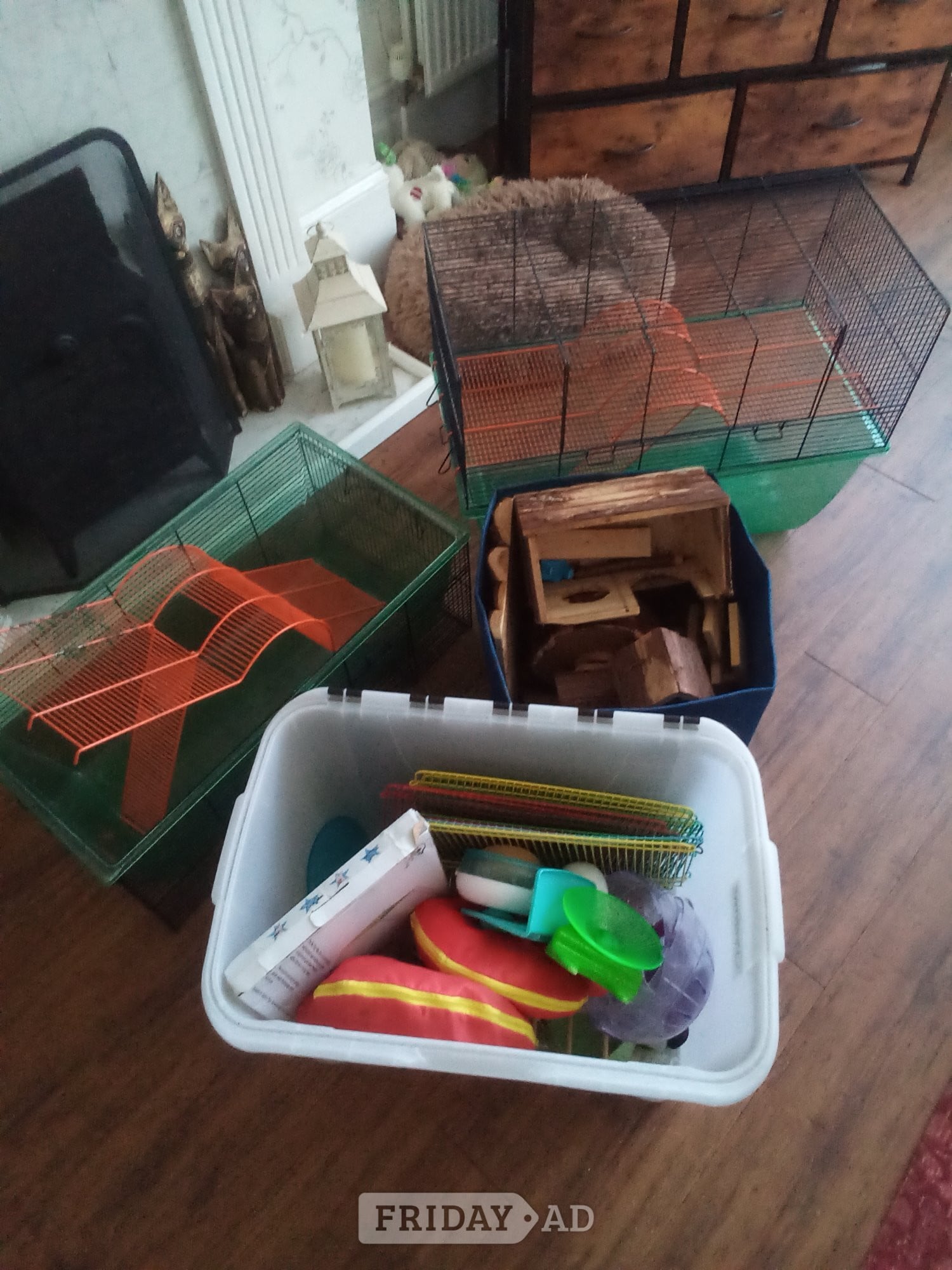 Gerbil or hamster cages and lots of accessories 