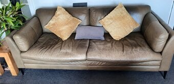 Green leather large sofa - Barker & Sonehouse