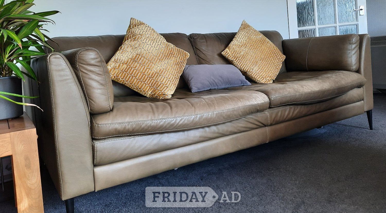 FREE TO COLLECTOR Green leather large sofa - Barker & Stonehouse