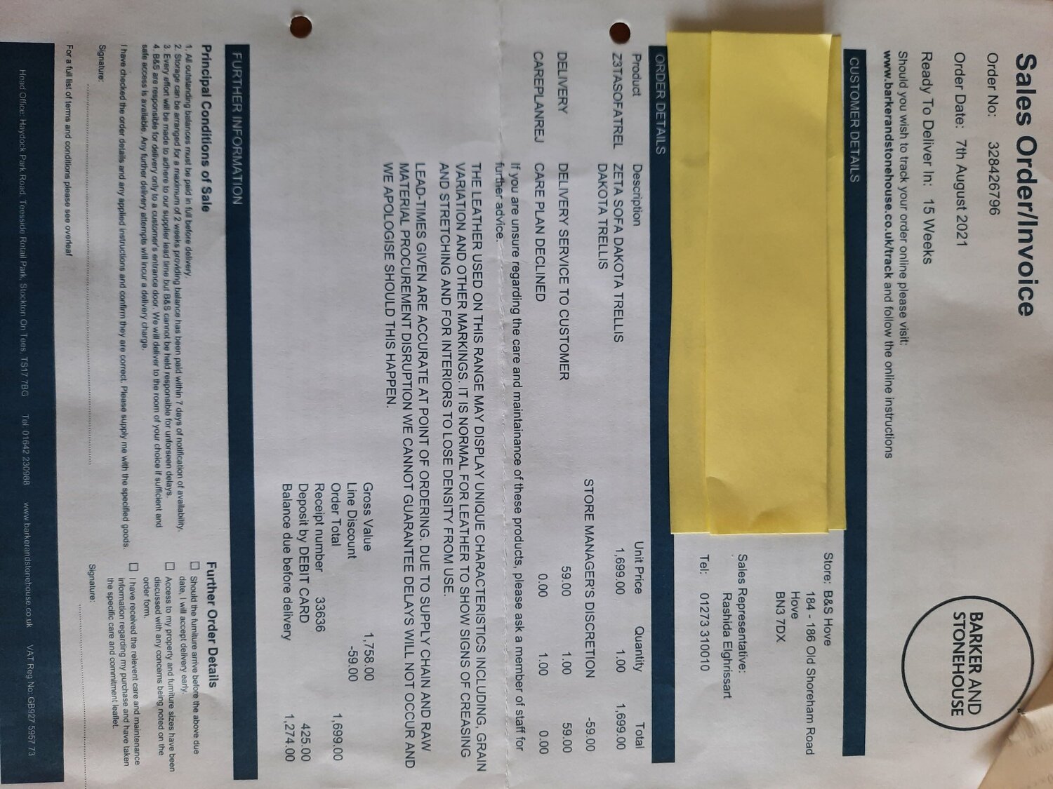 Worthing Green leather large sofa - Barker & Sonehouse