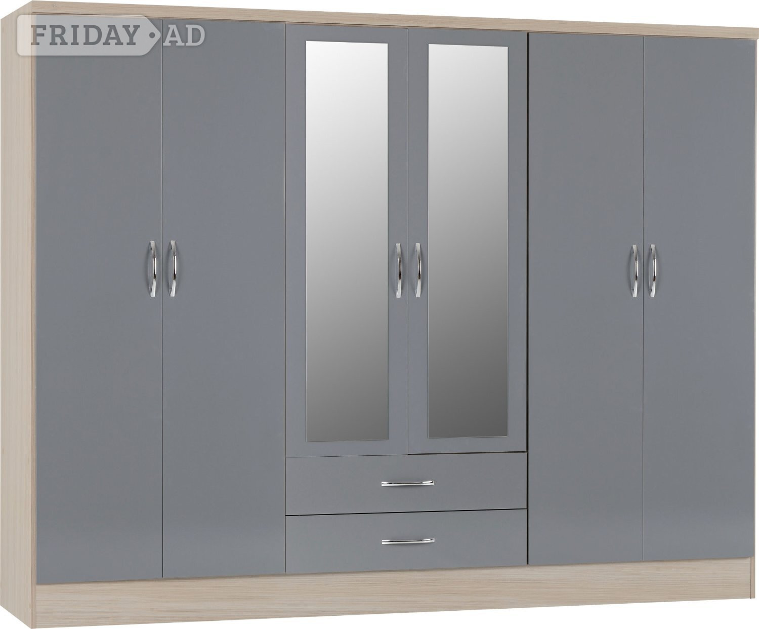 6 DOOR NEVADA WARDROBE 2 DRAWERS AND MIRRORS FLAT PACK in Rotherham