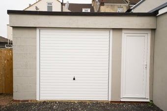 Large garage with separate pedestrian access