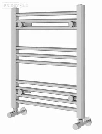Heizmann 600mmX500mm Straight Heated Chrome Towel Rail Radiator. 