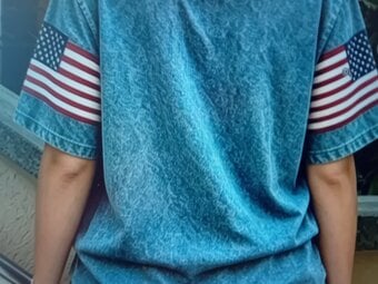 Womens distressed blue America t.shirt