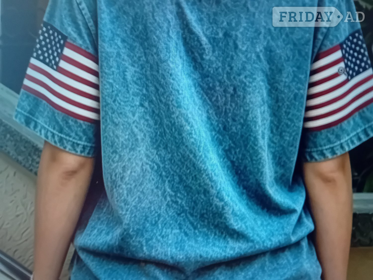 Womens distressed blue America t.shirt in Newport