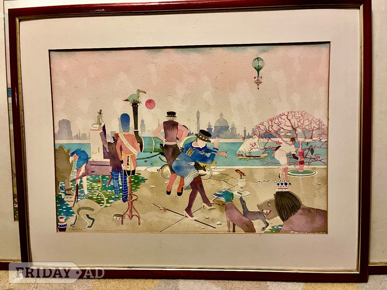 TWO Watercolours S Fenton RI London Frolic & I Belong to London in Eastbourne
