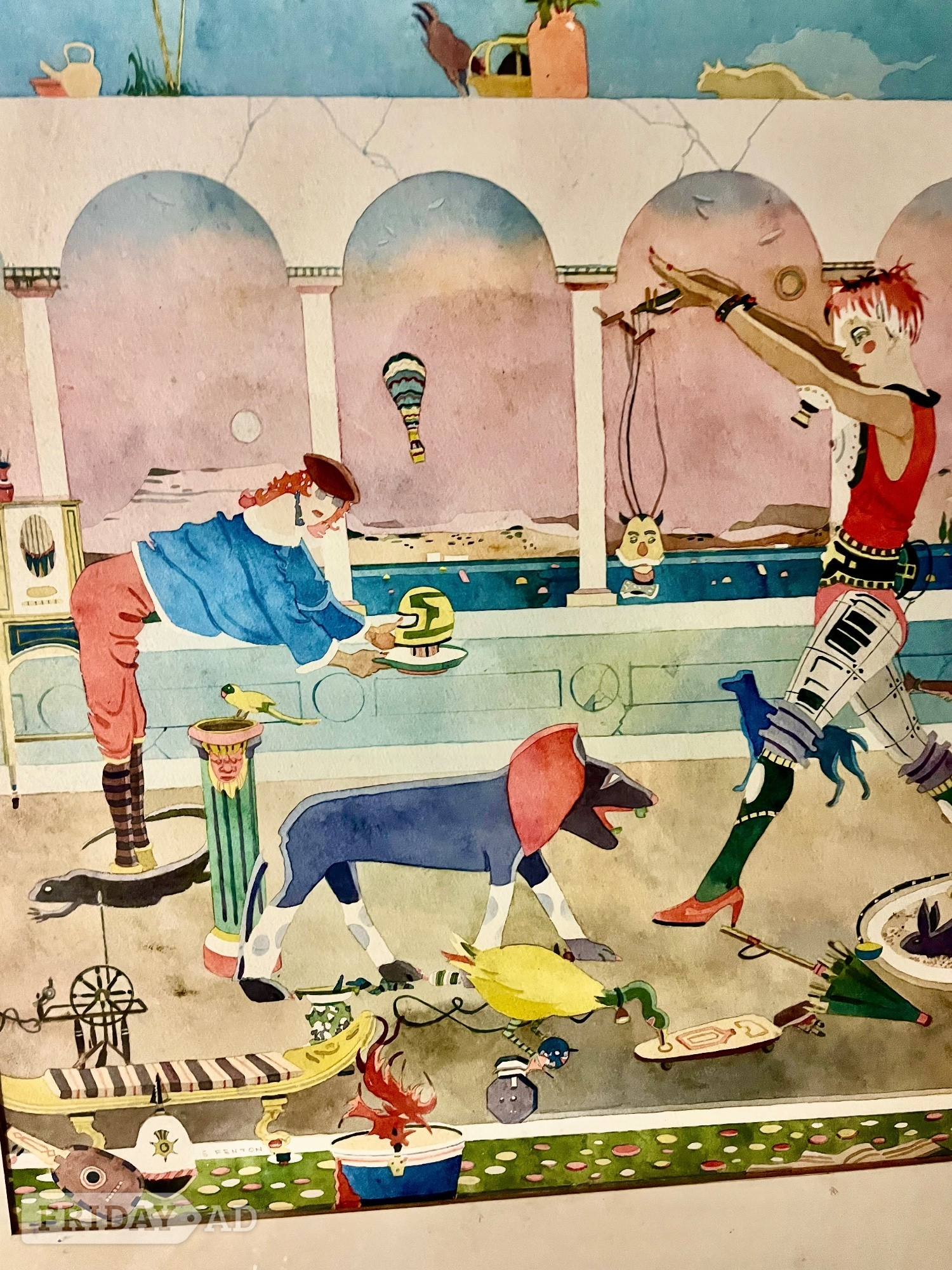 TWO Watercolours S Fenton RI London Frolic & I Belong to London - Antiques & Collectables in Eastbourne