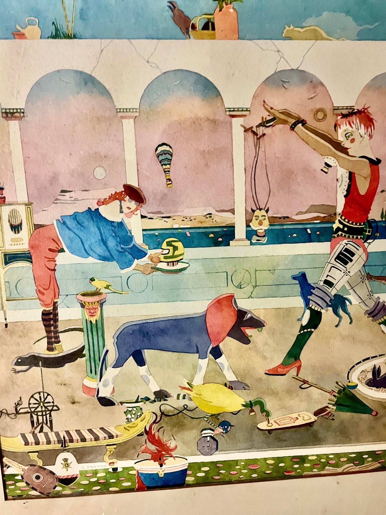 TWO Watercolours S Fenton RI London Frolic & I Belong to London - Antiques & Collectables in Eastbourne