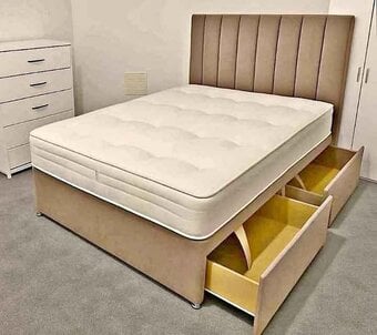   Divan Double bed with mattress and optional drawer  storage for